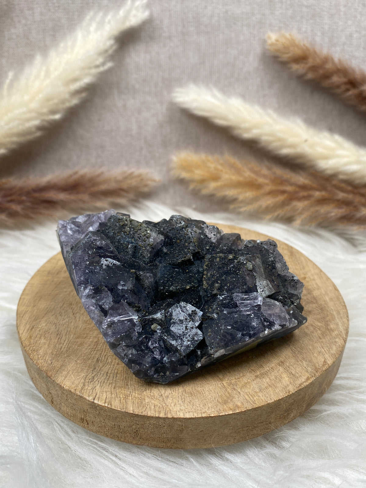 Fluorit mit Pyrit Cluster (5)