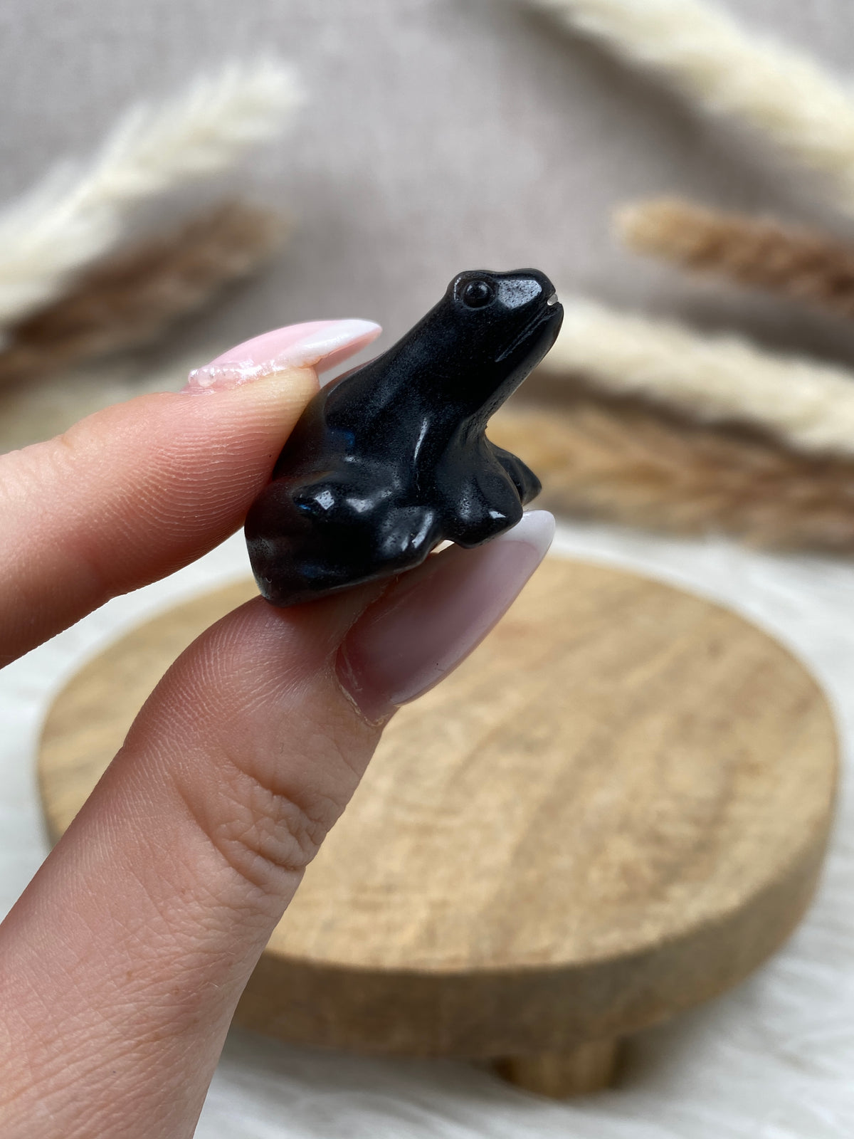 Obsidian Frösche mit Silberschimmer
