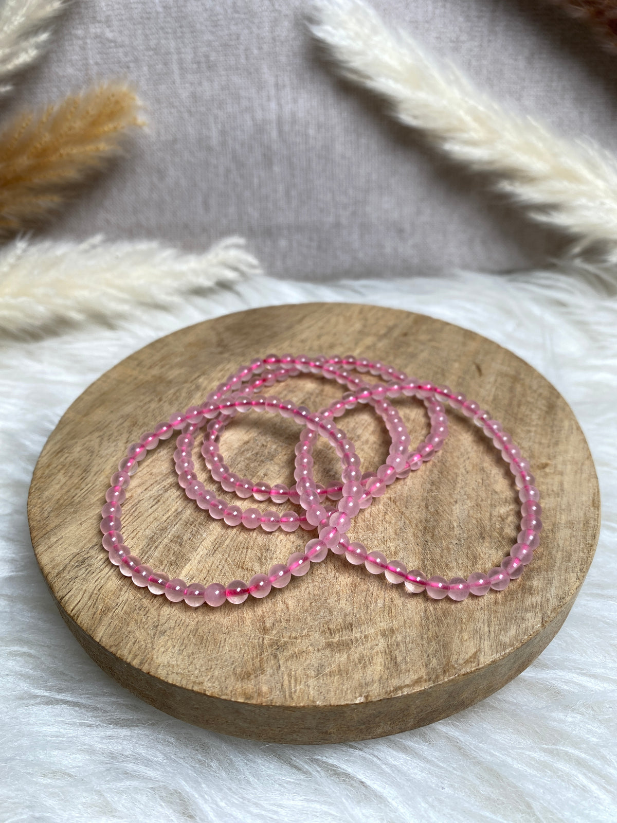 Rosenquarz Armbänder (4 mm)