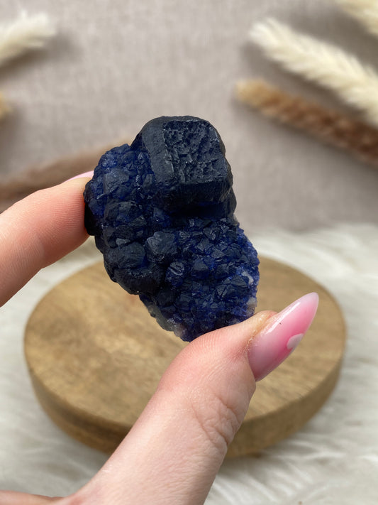 Blaubeer Fluorit auf Quarz (5)