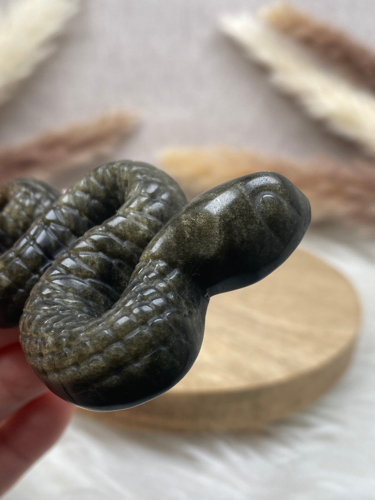 Obsidian Schlangen mit Goldschimmer