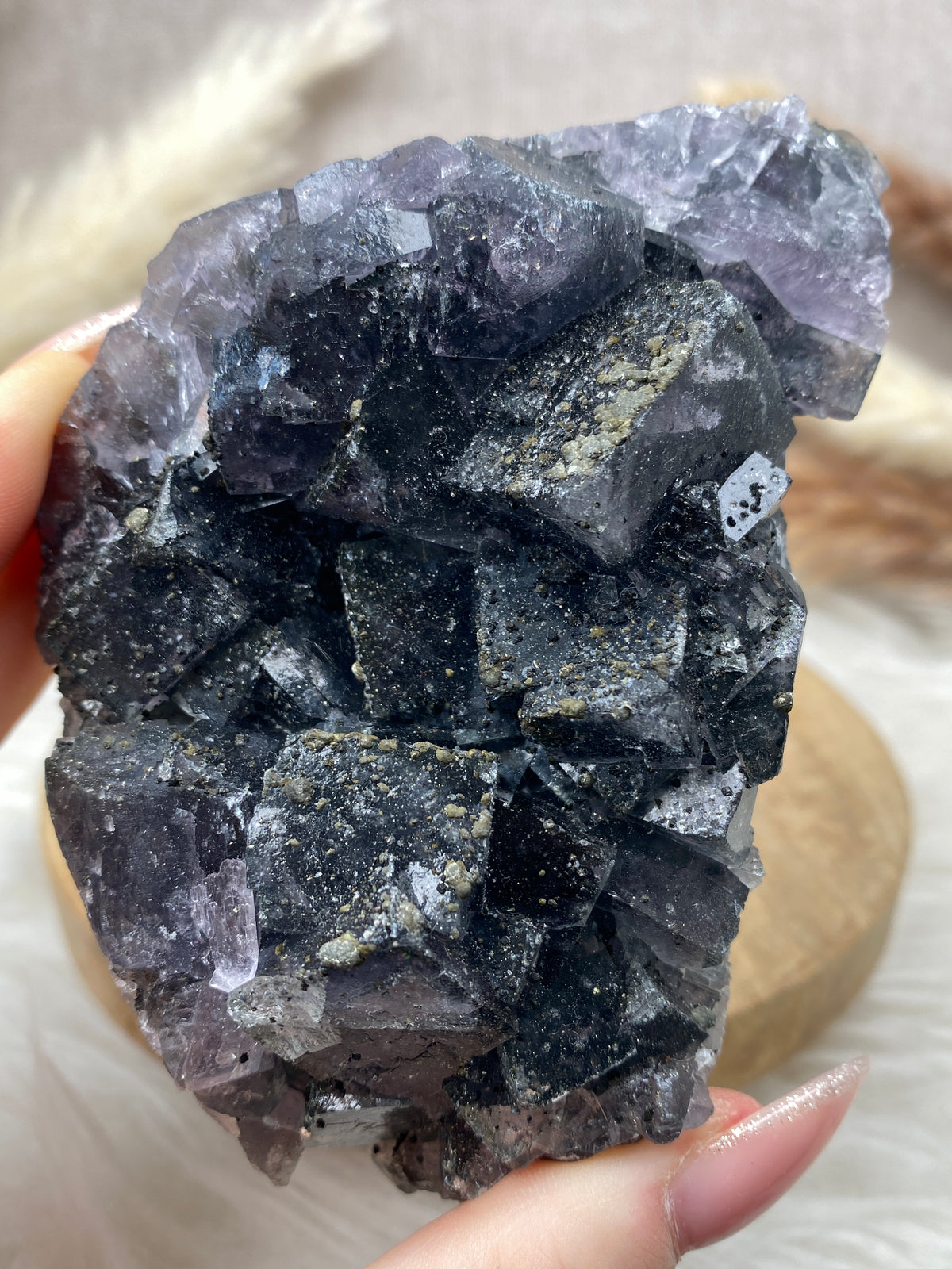 Fluorit mit Pyrit Cluster (5)